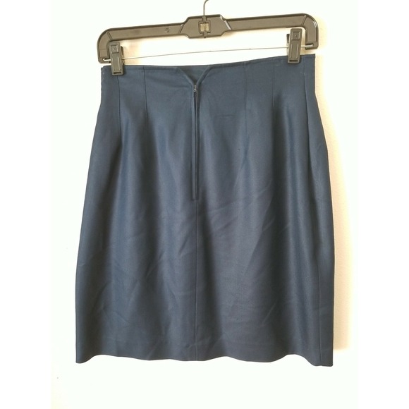 Henri Bendel Women's Silk Knee Length‎ Straight Pencil Skirt Size 12 Navy Blue - Picture 6 of 7